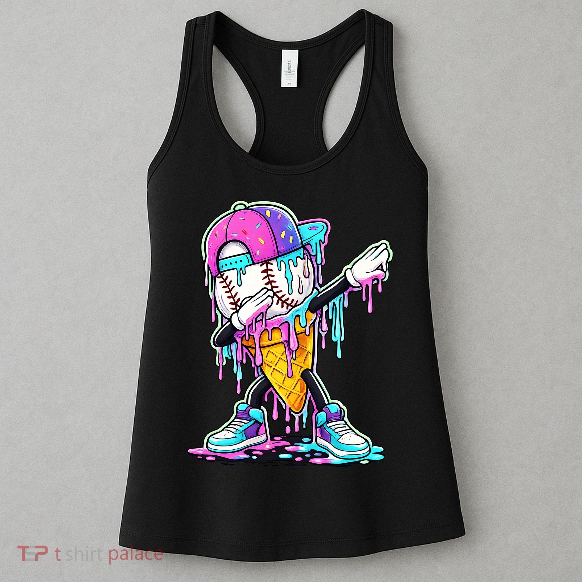 Dripping Baseball Drip Ice Cream Sport Women's Tank Top