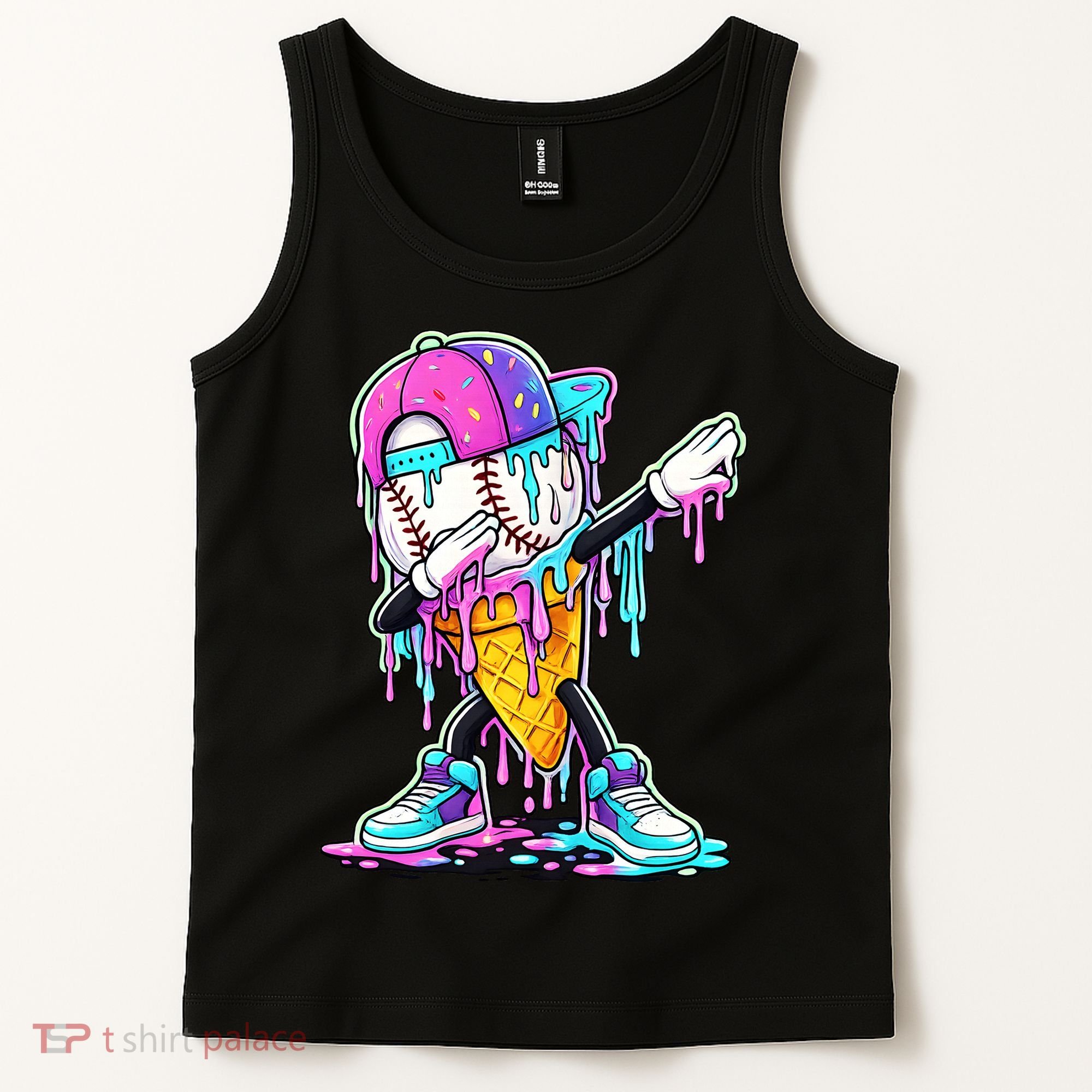 Dripping Baseball Drip Ice Cream Sport Tank Top