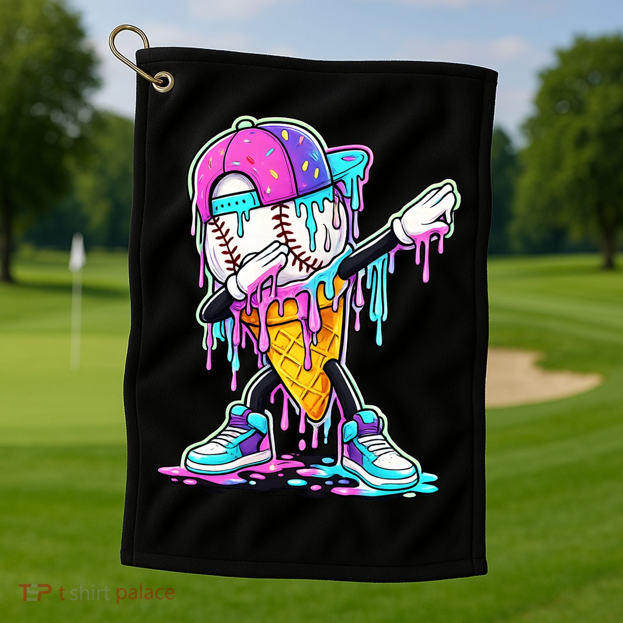 Dripping Baseball Drip Ice Cream Sport Golf Towel