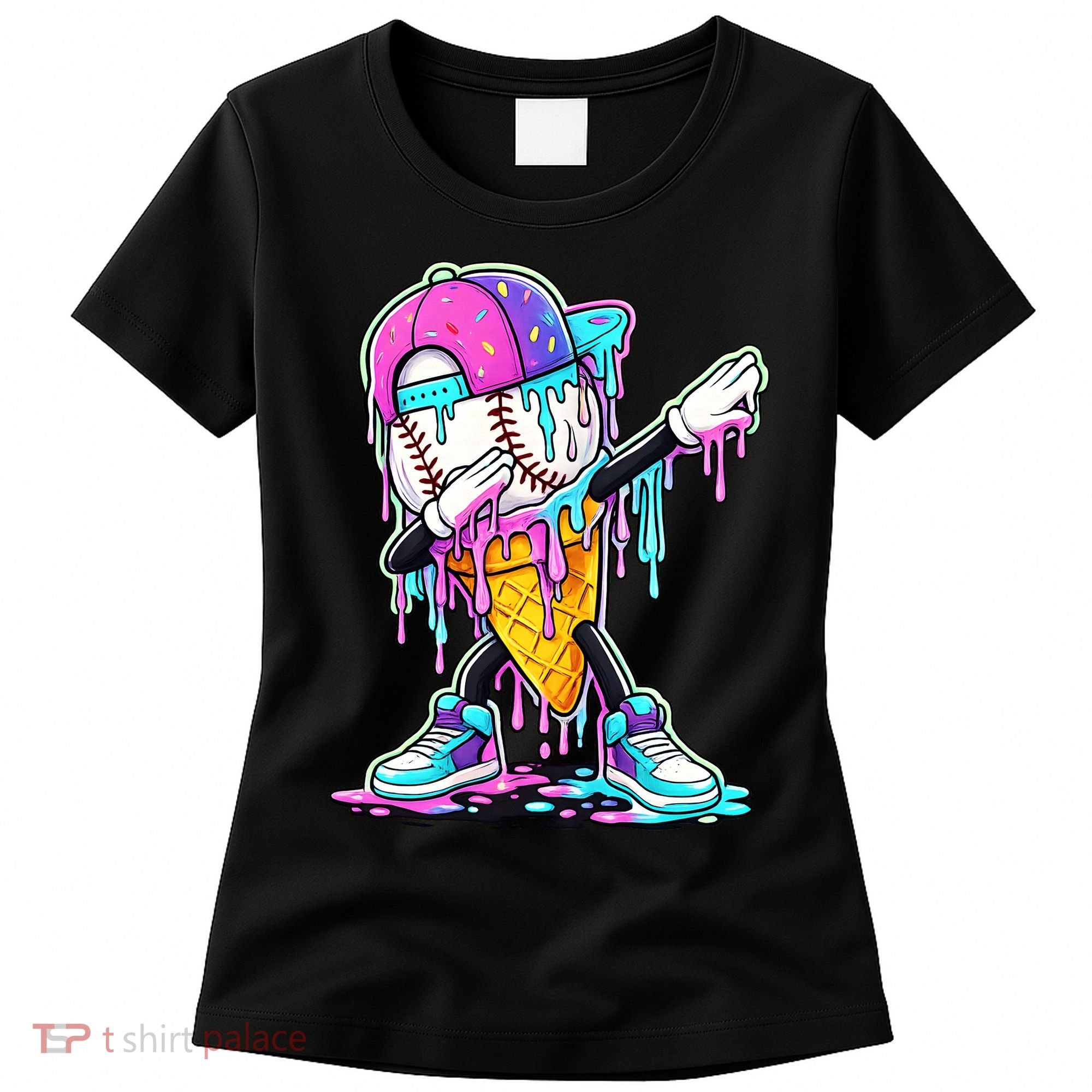 Dripping Baseball Drip Ice Cream Sport Women's T-Shirt