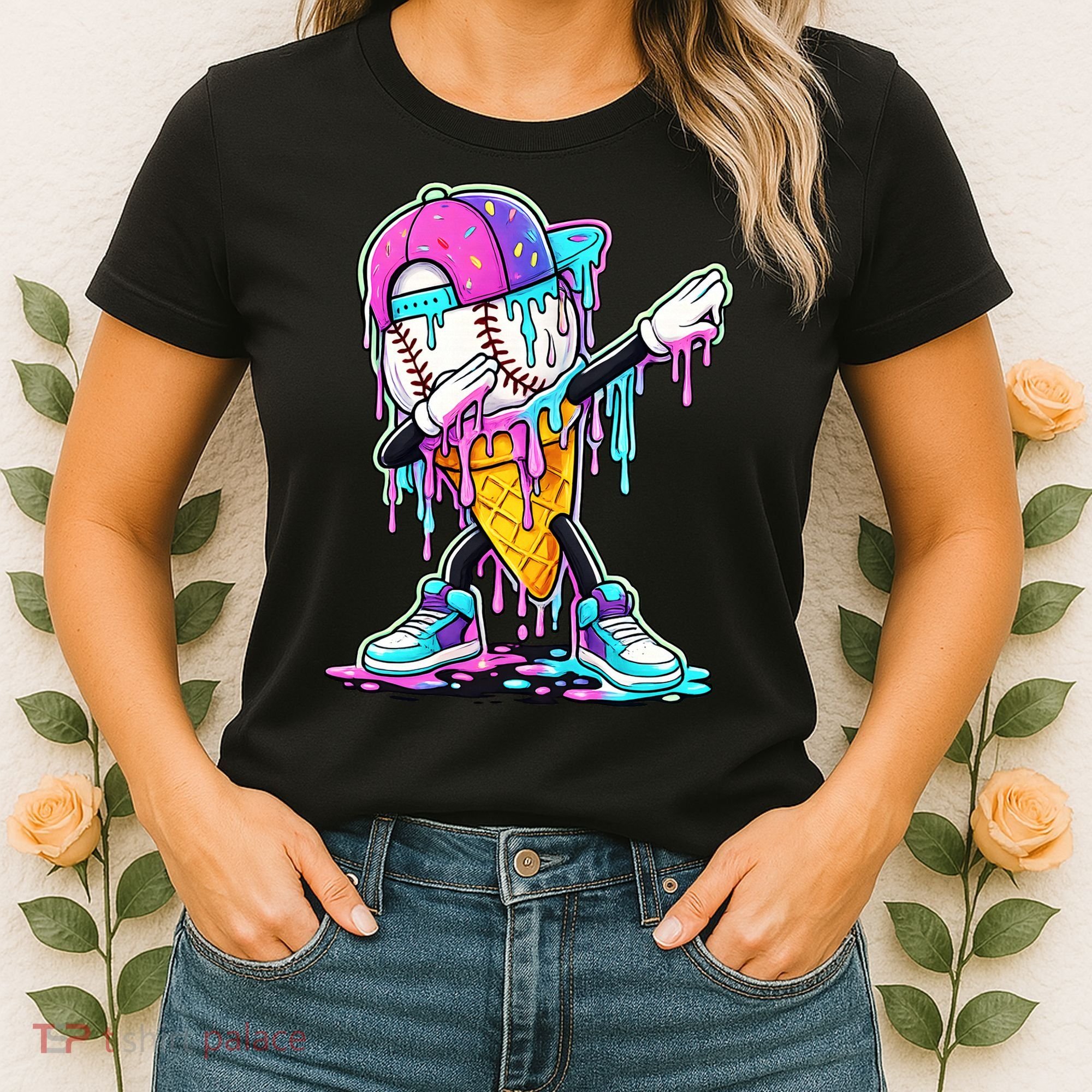 Dripping Baseball Drip Ice Cream Sport Women's T-Shirt