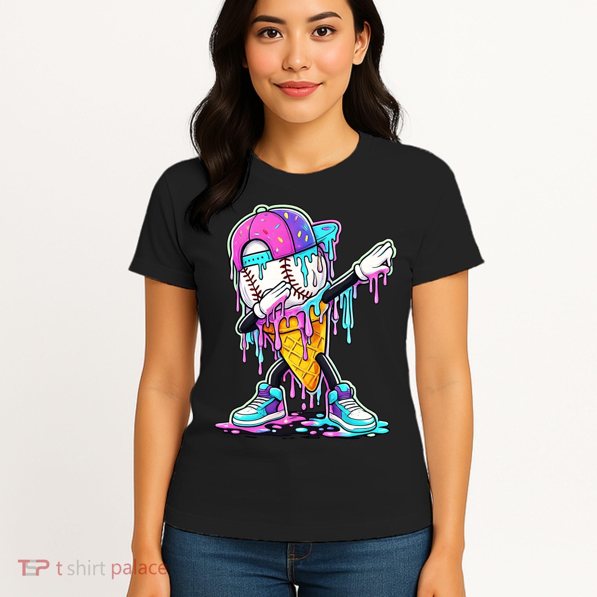 Dripping Baseball Drip Ice Cream Sport Women's T-Shirt