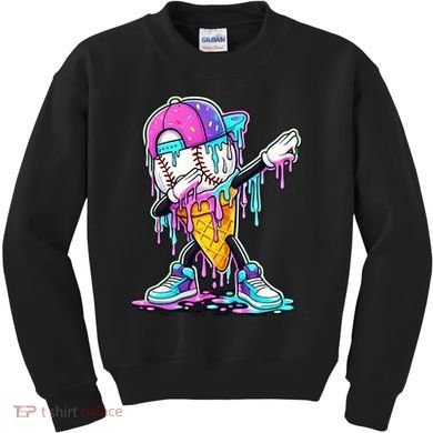 Dripping Baseball Drip Ice Cream Sport Kids Sweatshirt