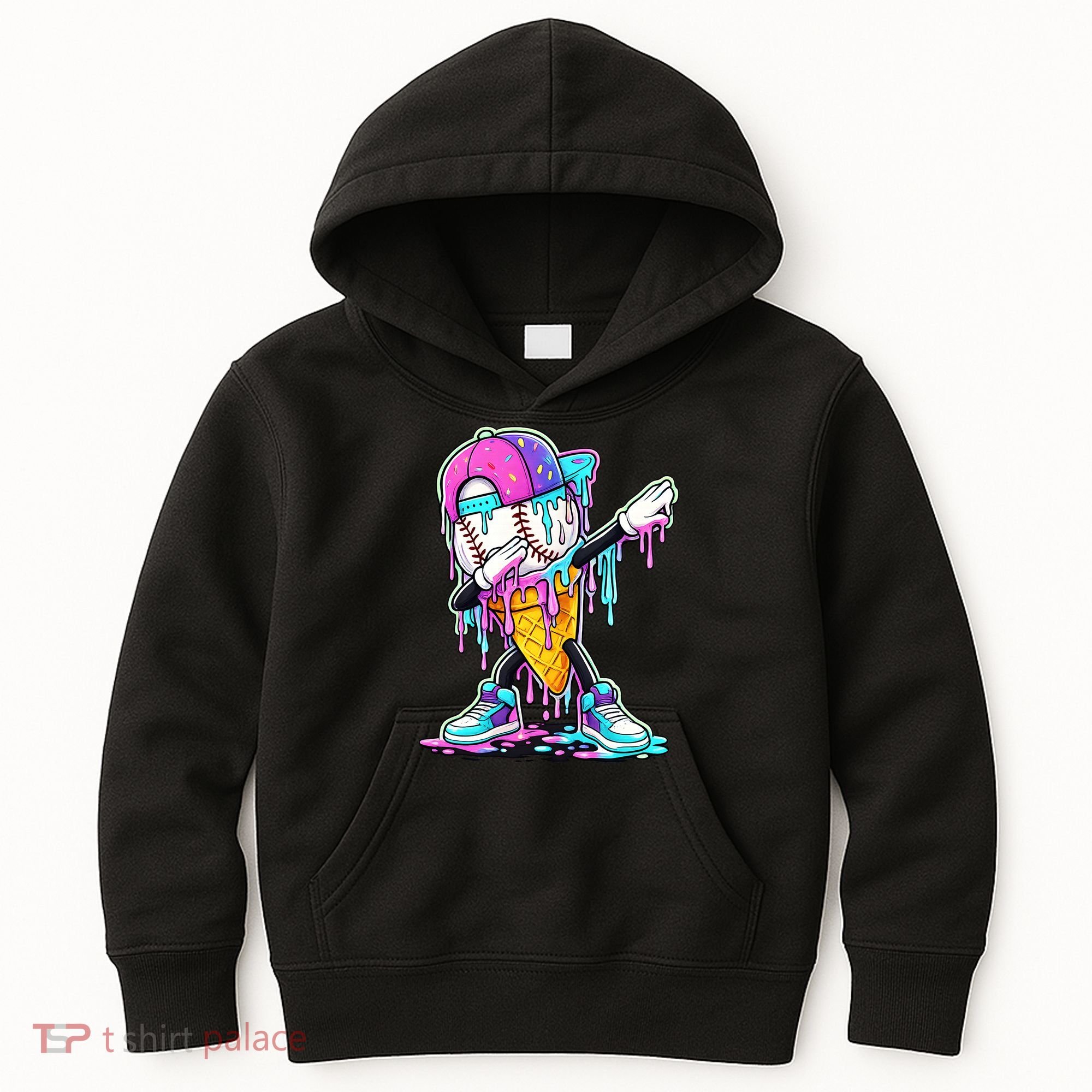 Dripping Baseball Drip Ice Cream Sport Kids Hoodie