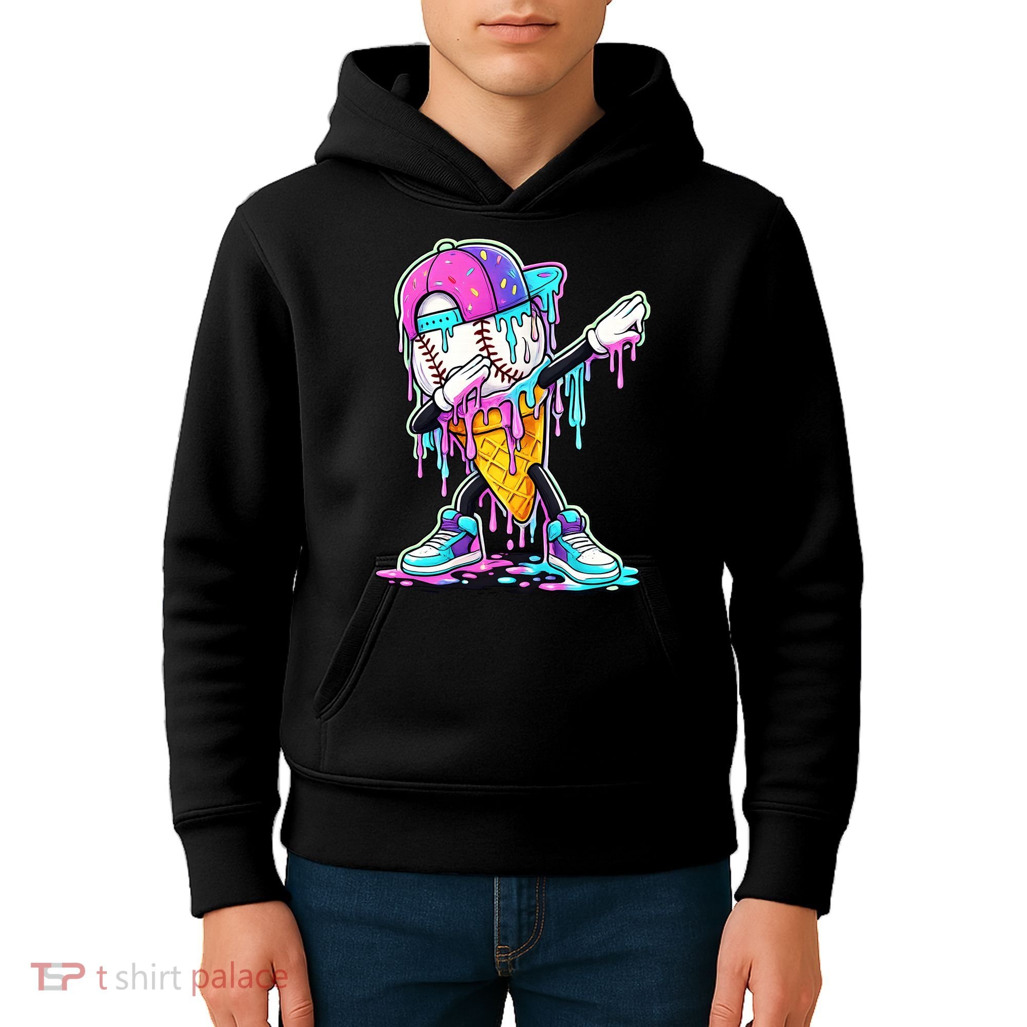 Dripping Baseball Drip Ice Cream Sport Kids Hoodie