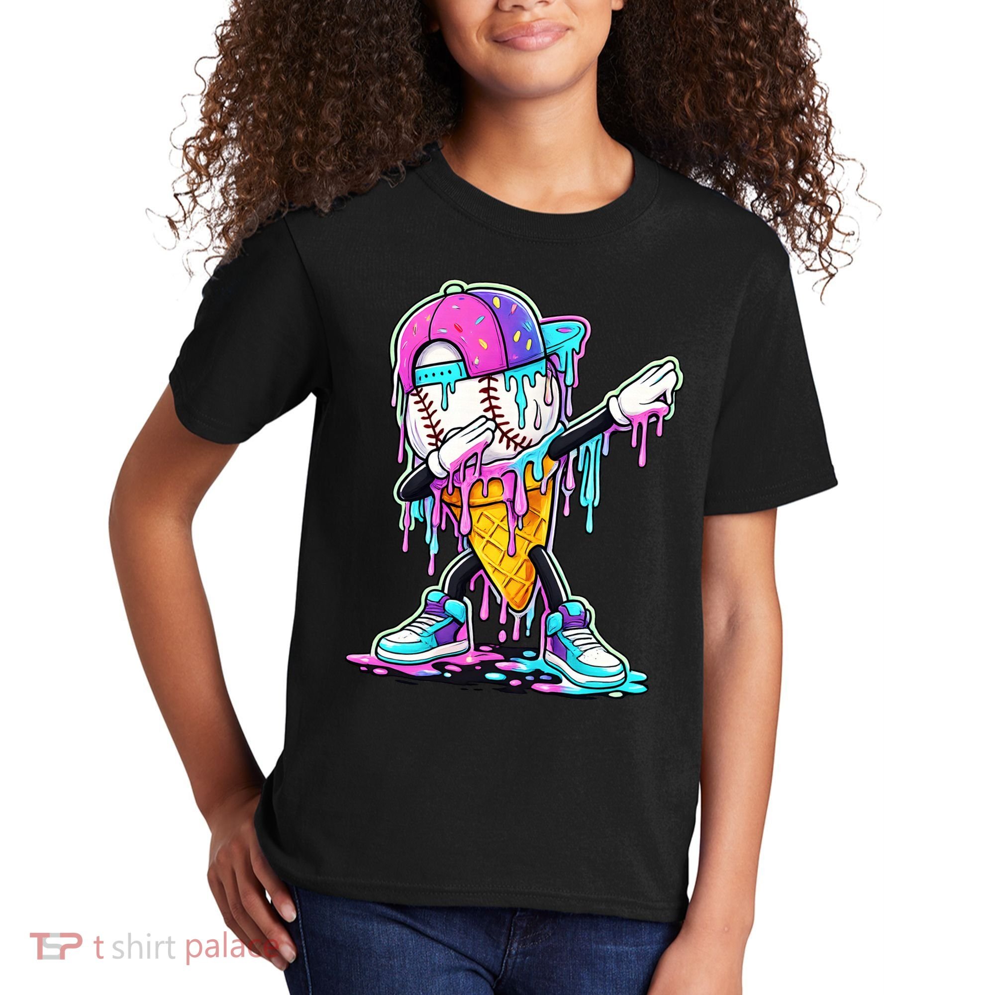 Dripping Baseball Drip Ice Cream Sport Kids T-Shirt