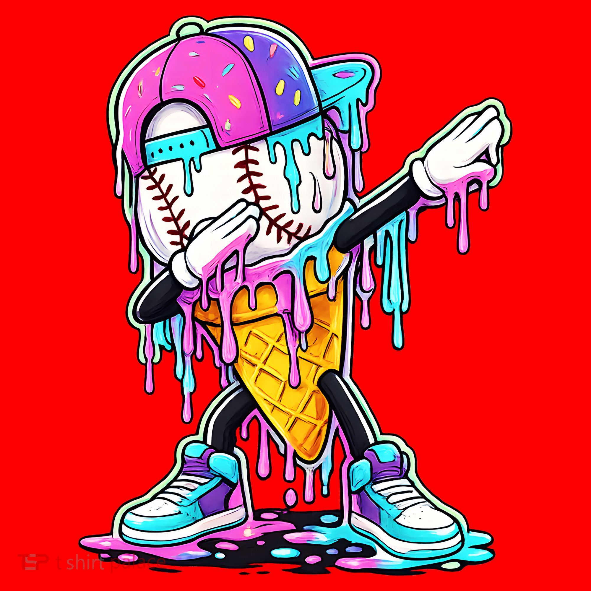 Dripping Baseball Drip Ice Cream Sport Santa Hat