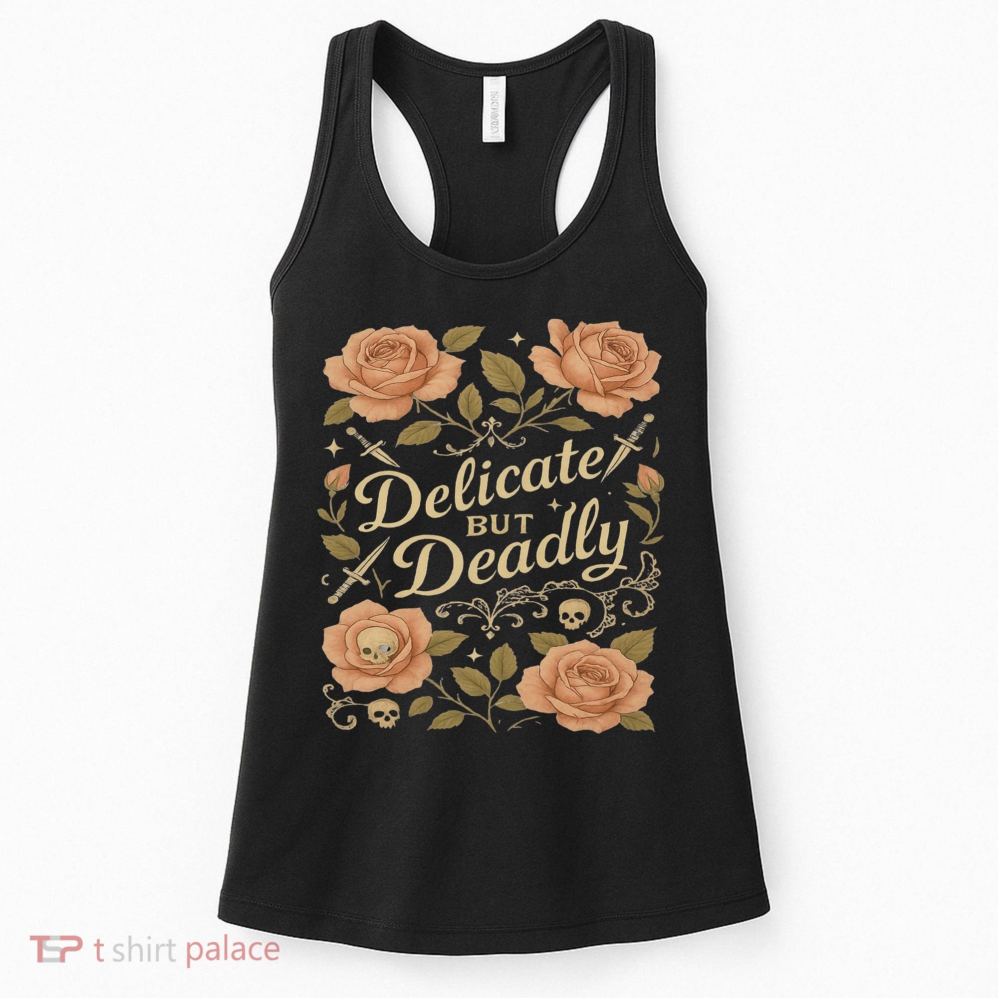 Delicate But Deadly Coquette Skullcore Aesthetic Women's Tank Top