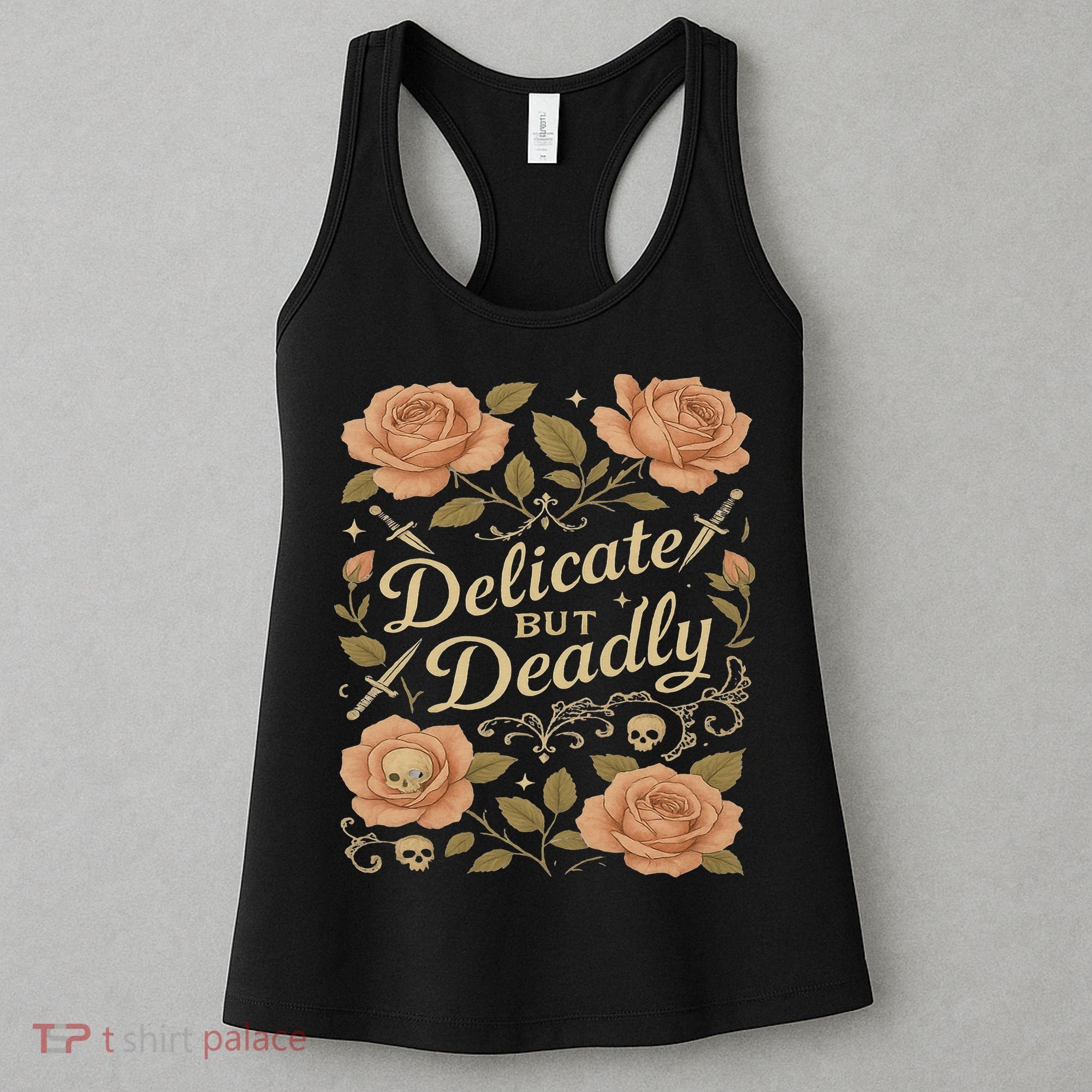 Delicate But Deadly Coquette Skullcore Aesthetic Women's Tank Top