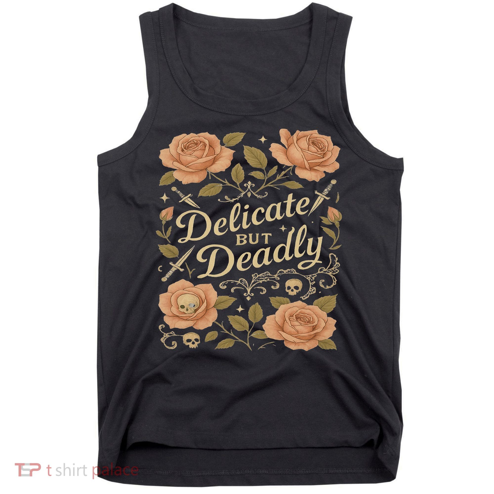 Delicate But Deadly Coquette Skullcore Aesthetic Tank Top