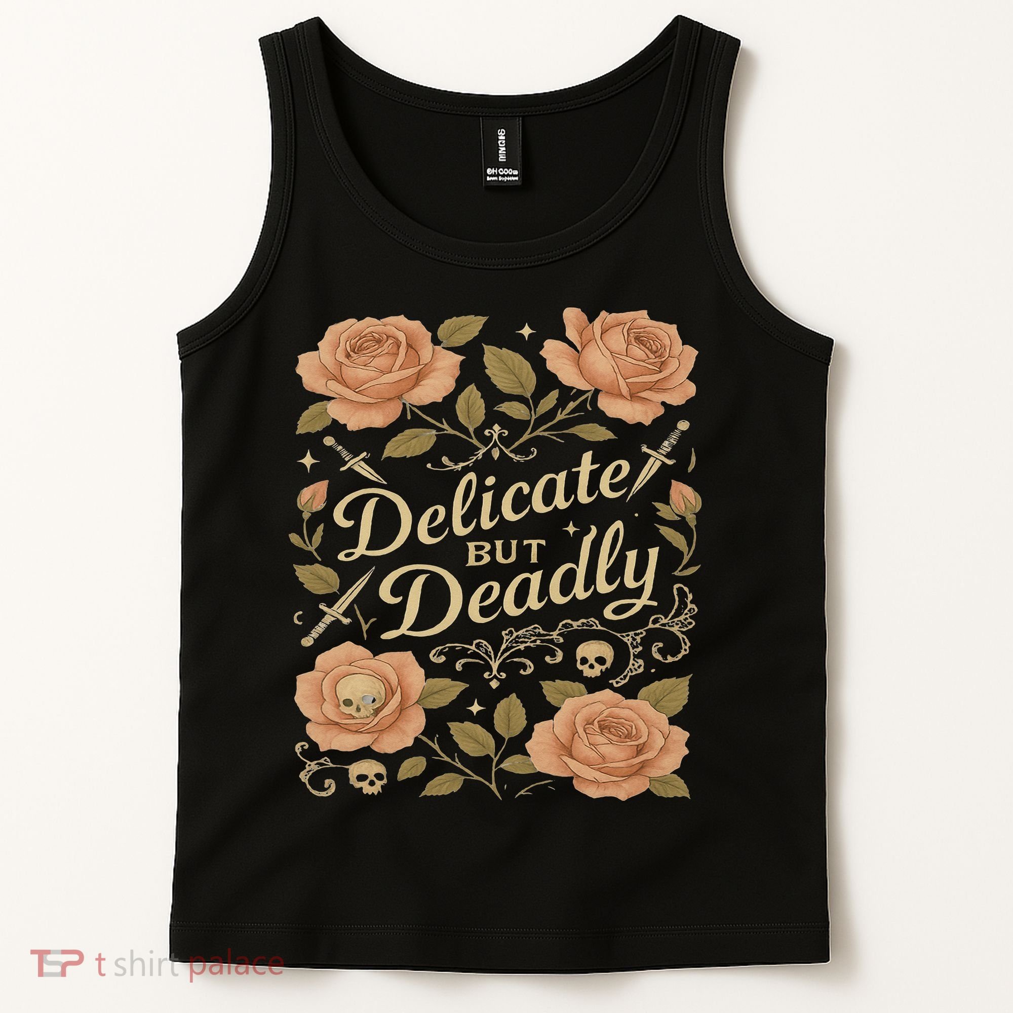 Delicate But Deadly Coquette Skullcore Aesthetic Tank Top