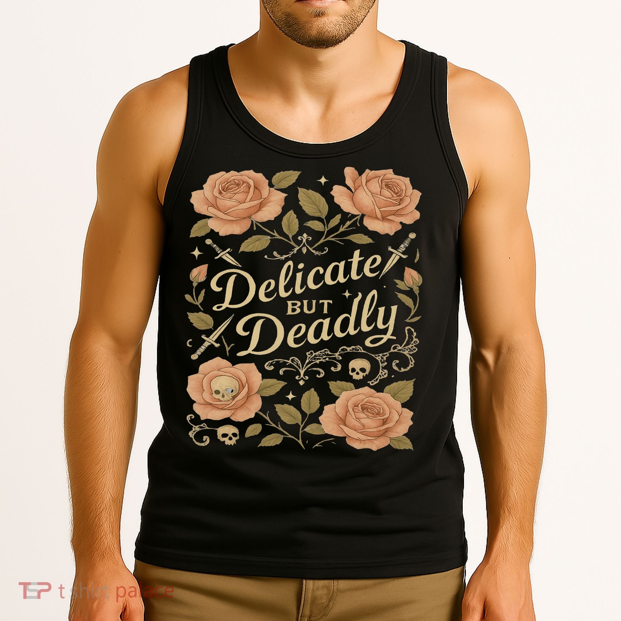 Delicate But Deadly Coquette Skullcore Aesthetic Tank Top