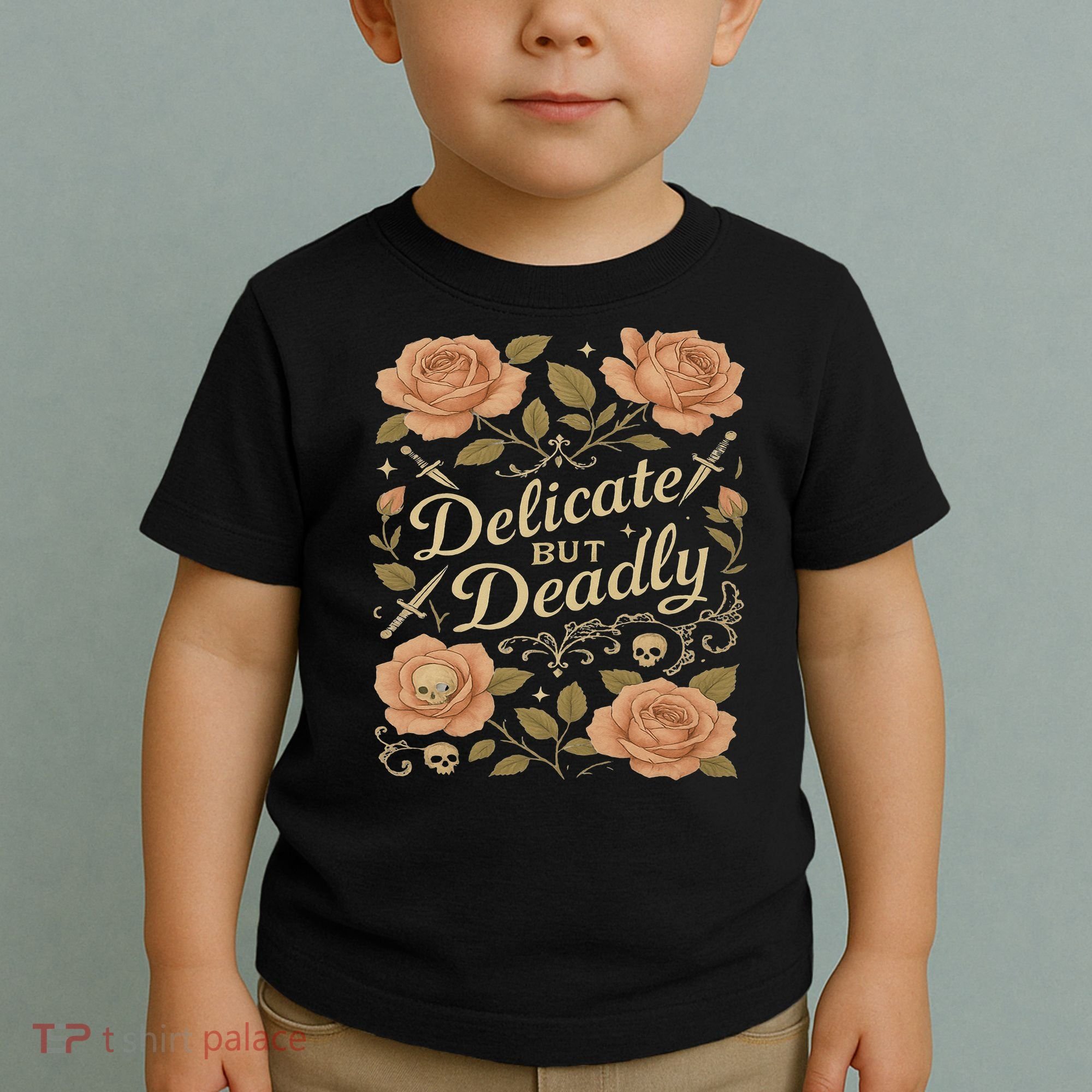 Delicate But Deadly Coquette Skullcore Aesthetic Toddler T-Shirt