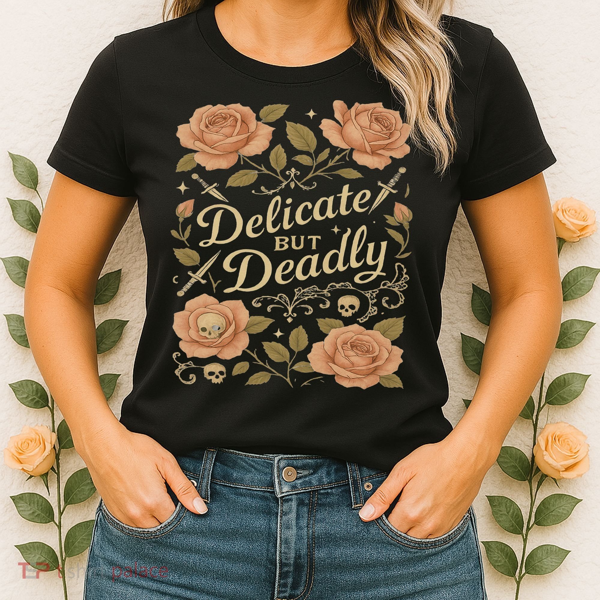 Delicate But Deadly Coquette Skullcore Aesthetic Women's T-Shirt