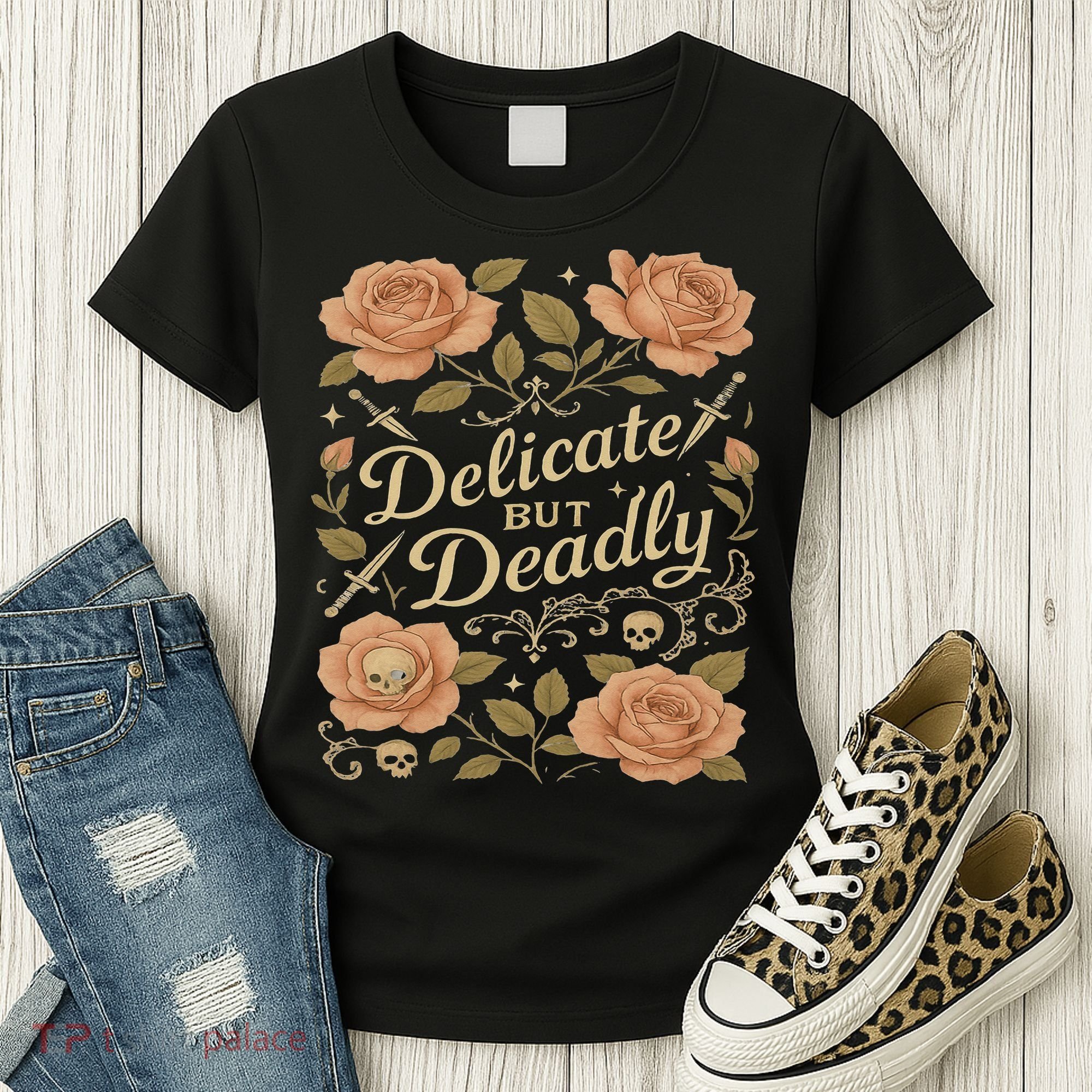 Delicate But Deadly Coquette Skullcore Aesthetic Women's T-Shirt