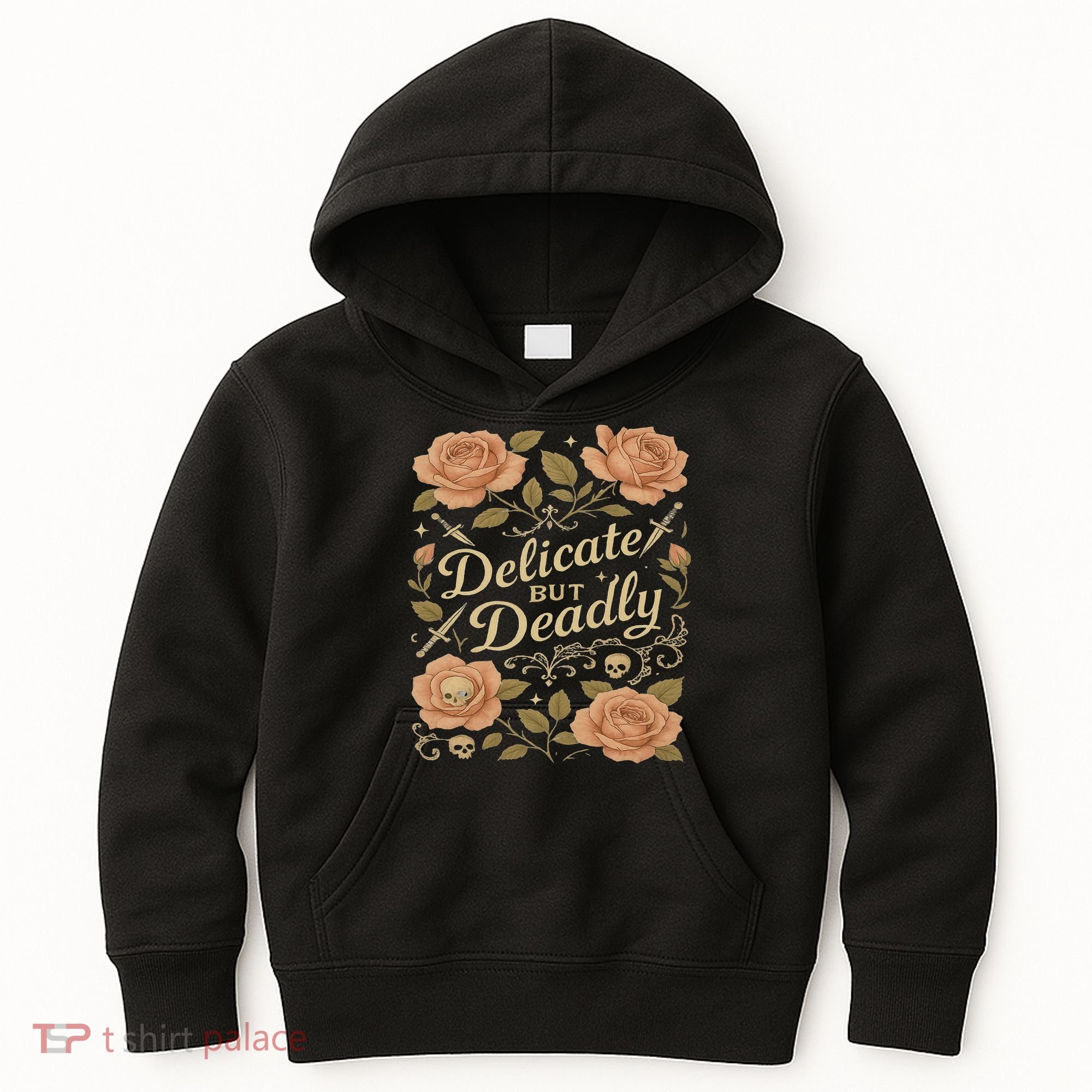Delicate But Deadly Coquette Skullcore Aesthetic Kids Hoodie