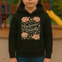 Delicate But Deadly Coquette Skullcore Aesthetic Kids Hoodie thumb 3