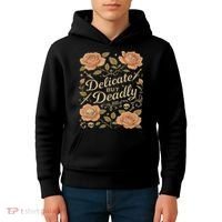 Delicate But Deadly Coquette Skullcore Aesthetic Kids Hoodie thumb 4