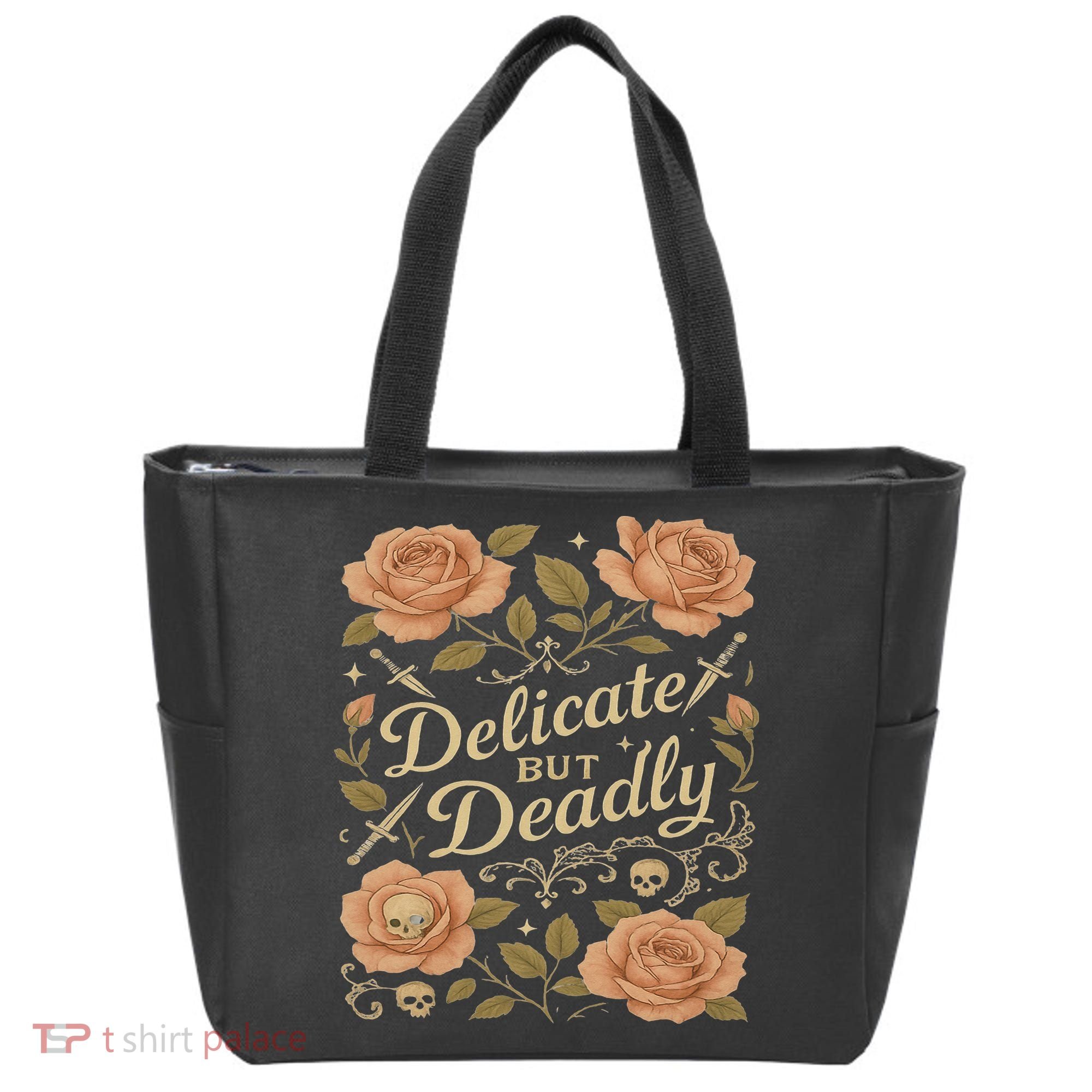 Delicate But Deadly Coquette Skullcore Aesthetic Tote Bag
