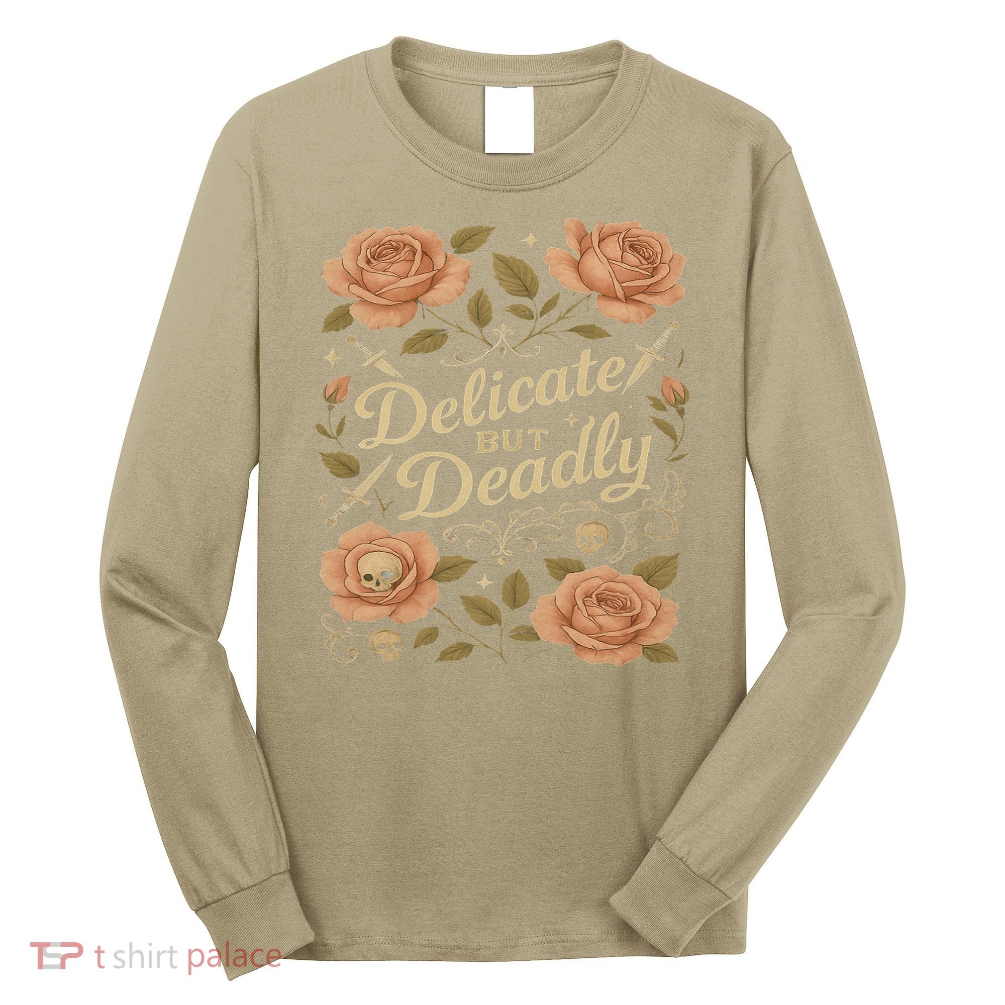 Delicate But Deadly Coquette Skullcore Aesthetic Long Sleeve Shirt
