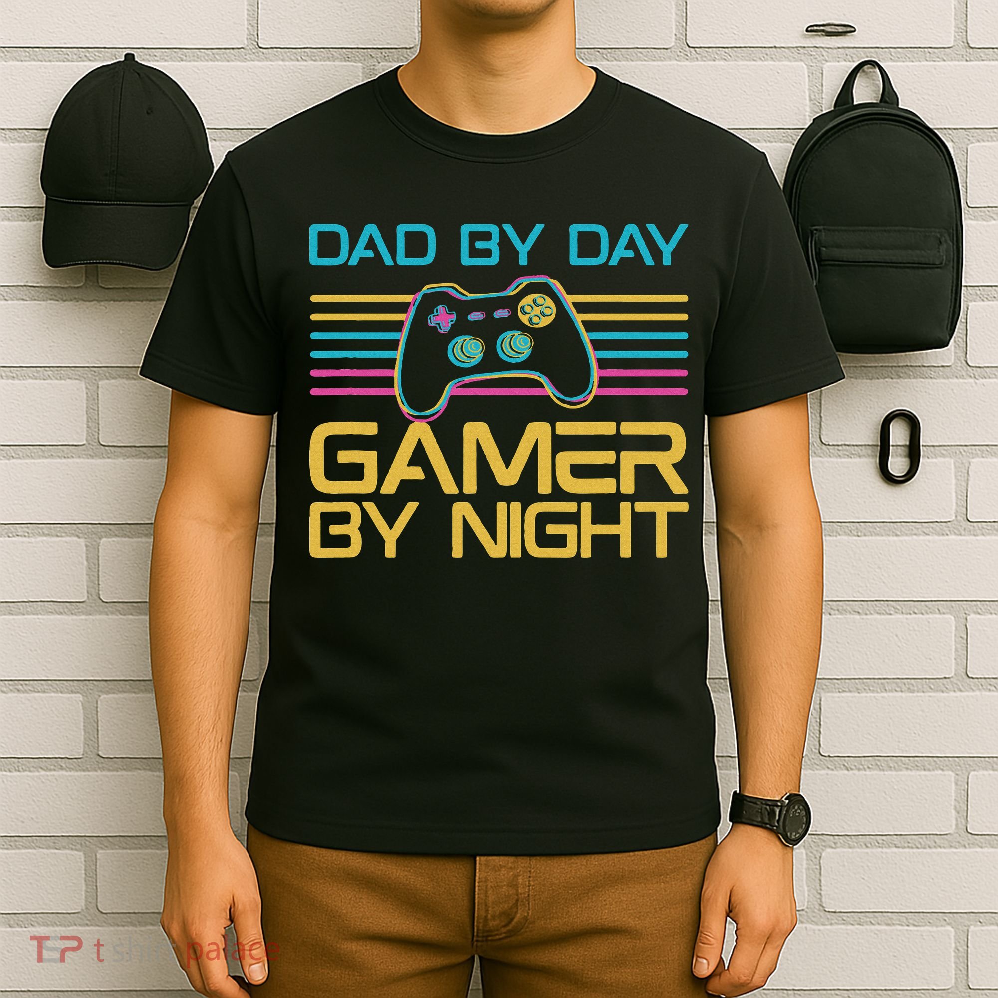 Dad By Day Gamer By Night Video Games Lover Gamer Dad T-Shirt