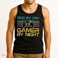 Dad By Day Gamer By Night Video Games Lover Gamer Dad Tank Top thumb 3