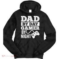Dad By Day Gamer By Night Video Games Lover Gamer Dad Gift Tie Dye Hoodie thumb 0