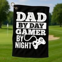 Dad By Day Gamer By Night Video Games Lover Gamer Dad Gift Golf Towel thumb 1