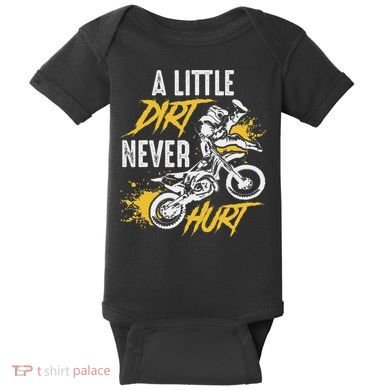 Dirt Bike Dirt Never Hurt Motocross Baby Bodysuit