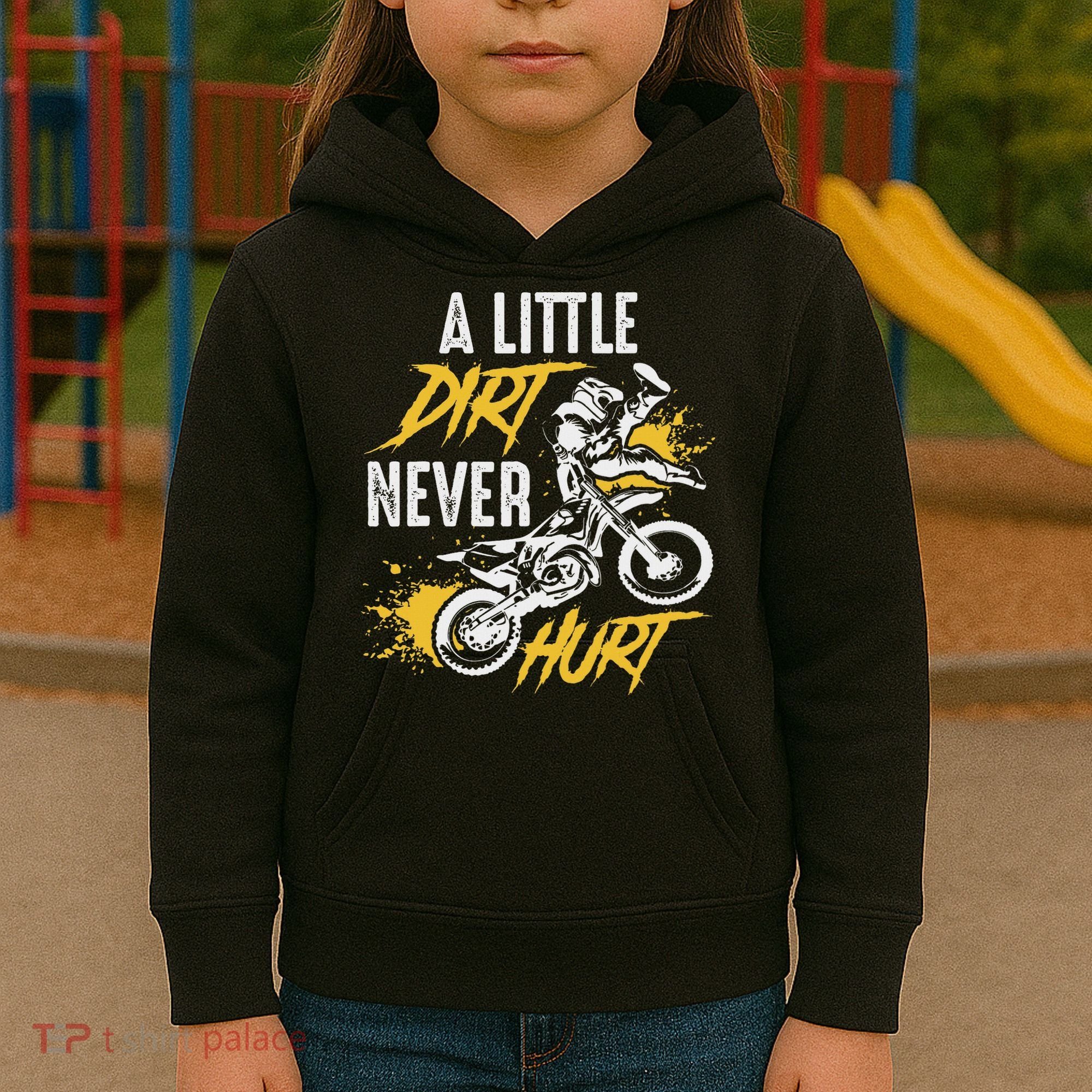 Dirt Bike Dirt Never Hurt Motocross Kids Hoodie
