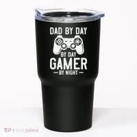 Dad By Day By Day Gamer By Night Gift Tumbler thumb 0