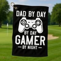 Dad By Day By Day Gamer By Night Gift Golf Towel thumb 1
