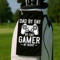 Dad By Day By Day Gamer By Night Gift Golf Towel thumb 2