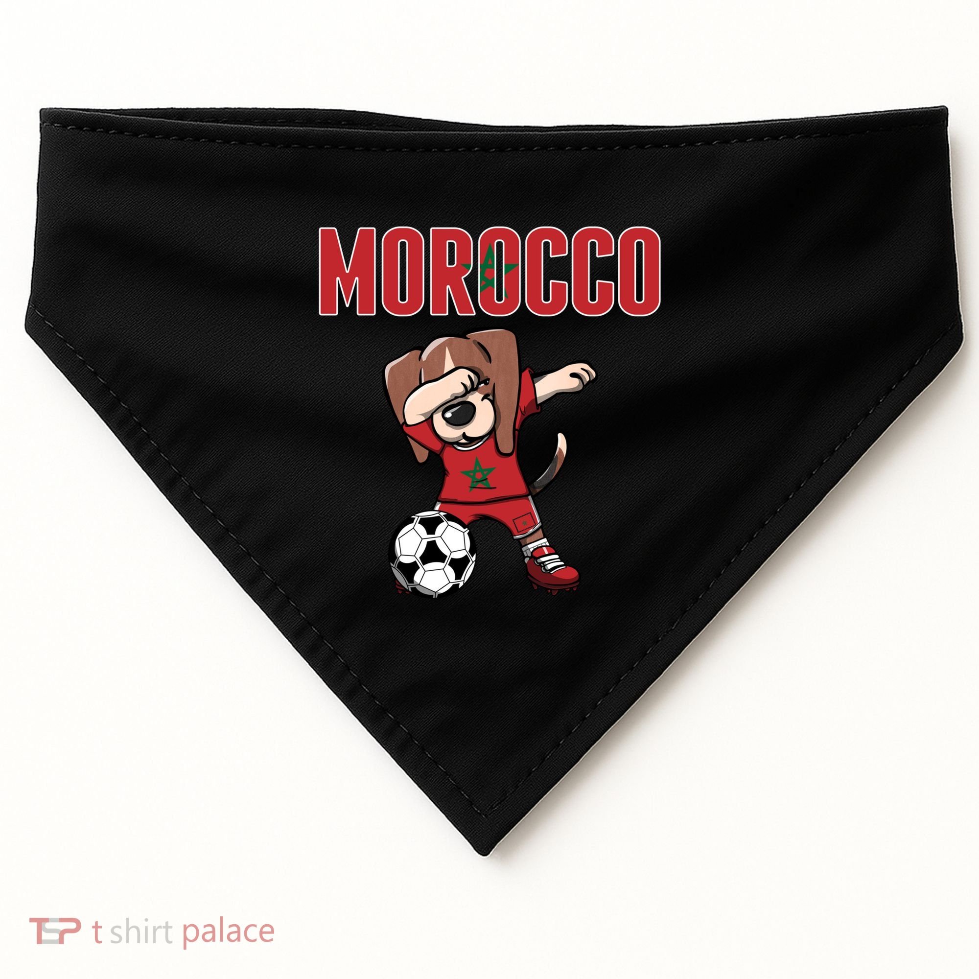 Dabbing Beagle Dog Morocco Soccer Fans Jersey Moroccan Flag Great Gift USA-Made Doggie Bandana