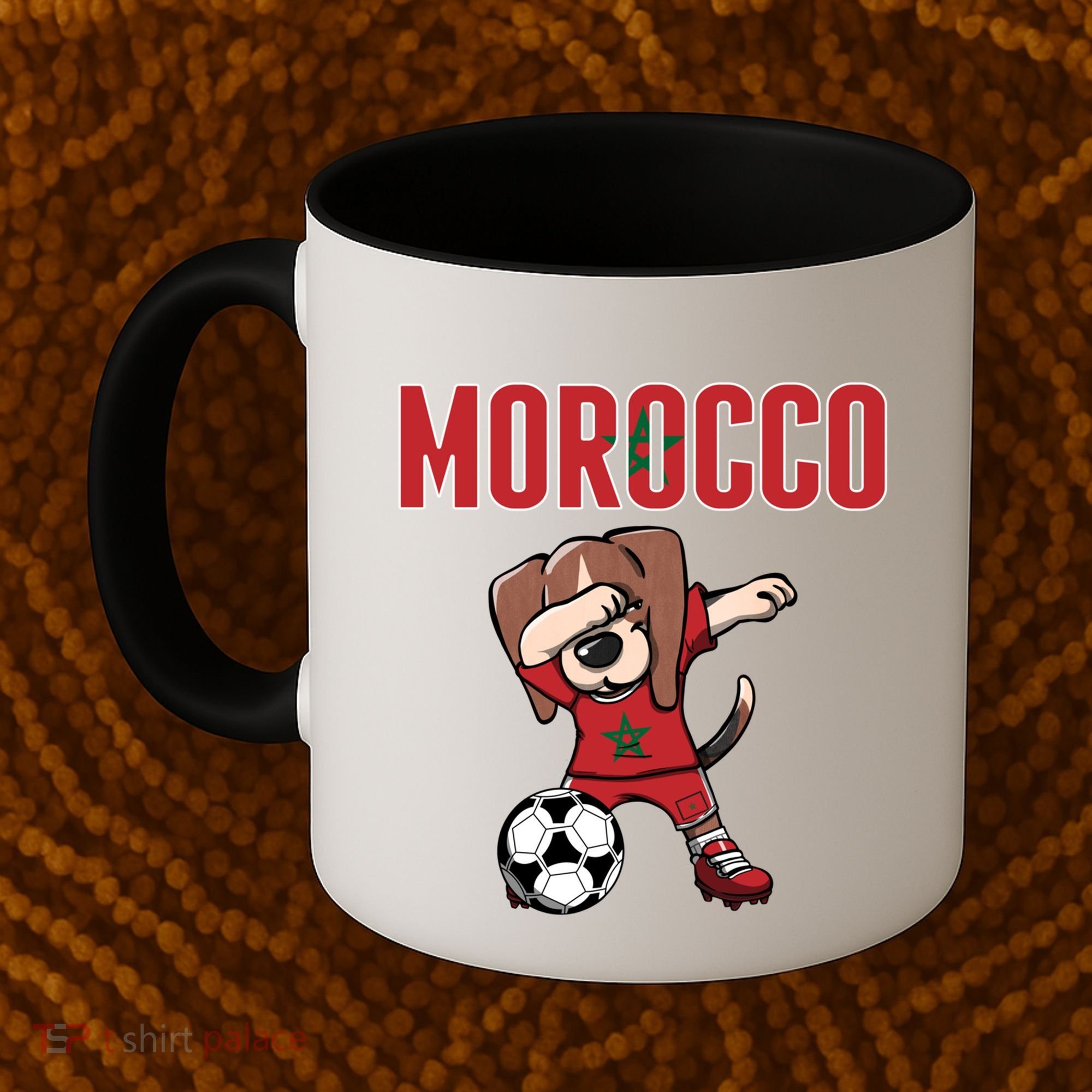Dabbing Beagle Dog Morocco Soccer Fans Jersey Moroccan Flag Great Gift Coffee Mug