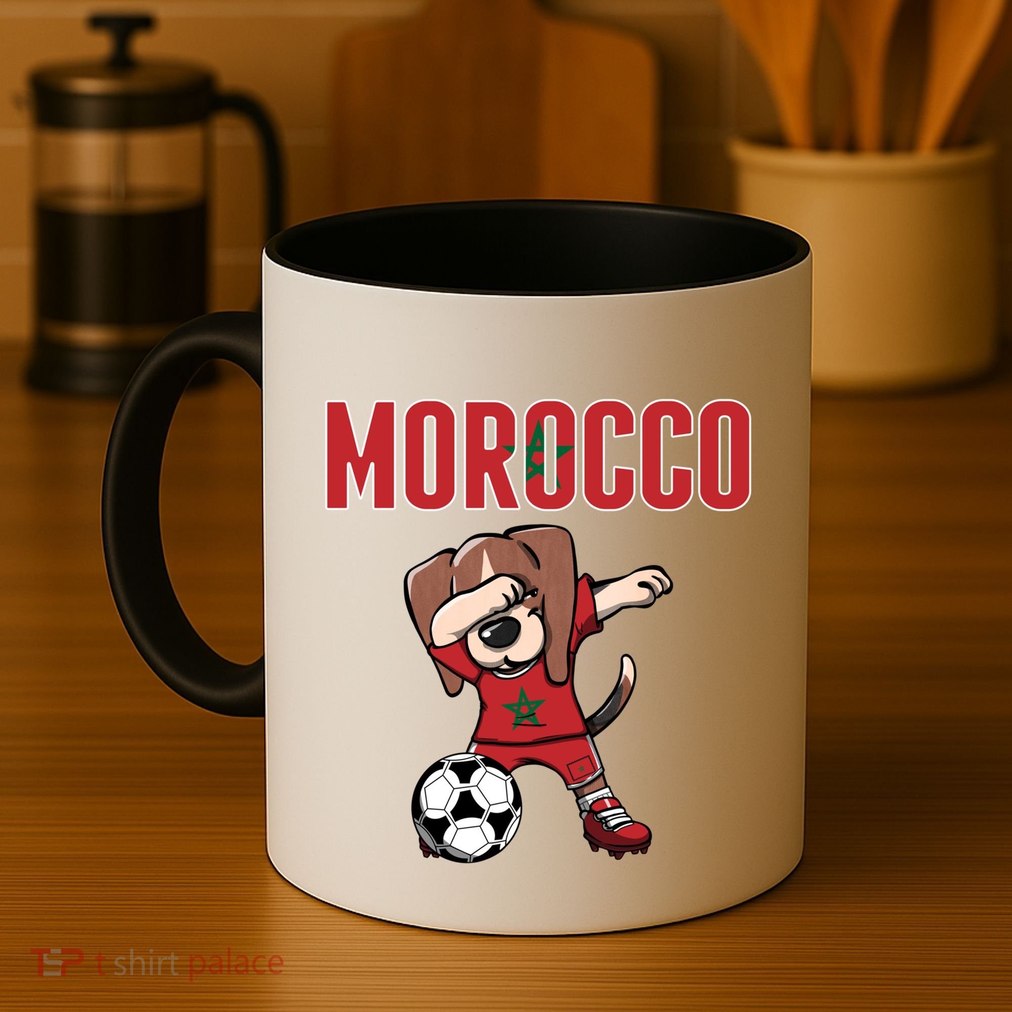 Dabbing Beagle Dog Morocco Soccer Fans Jersey Moroccan Flag Great Gift Coffee Mug