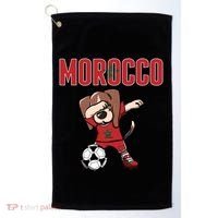 Dabbing Beagle Dog Morocco Soccer Fans Jersey Moroccan Flag Great Gift Golf Towel thumb 0