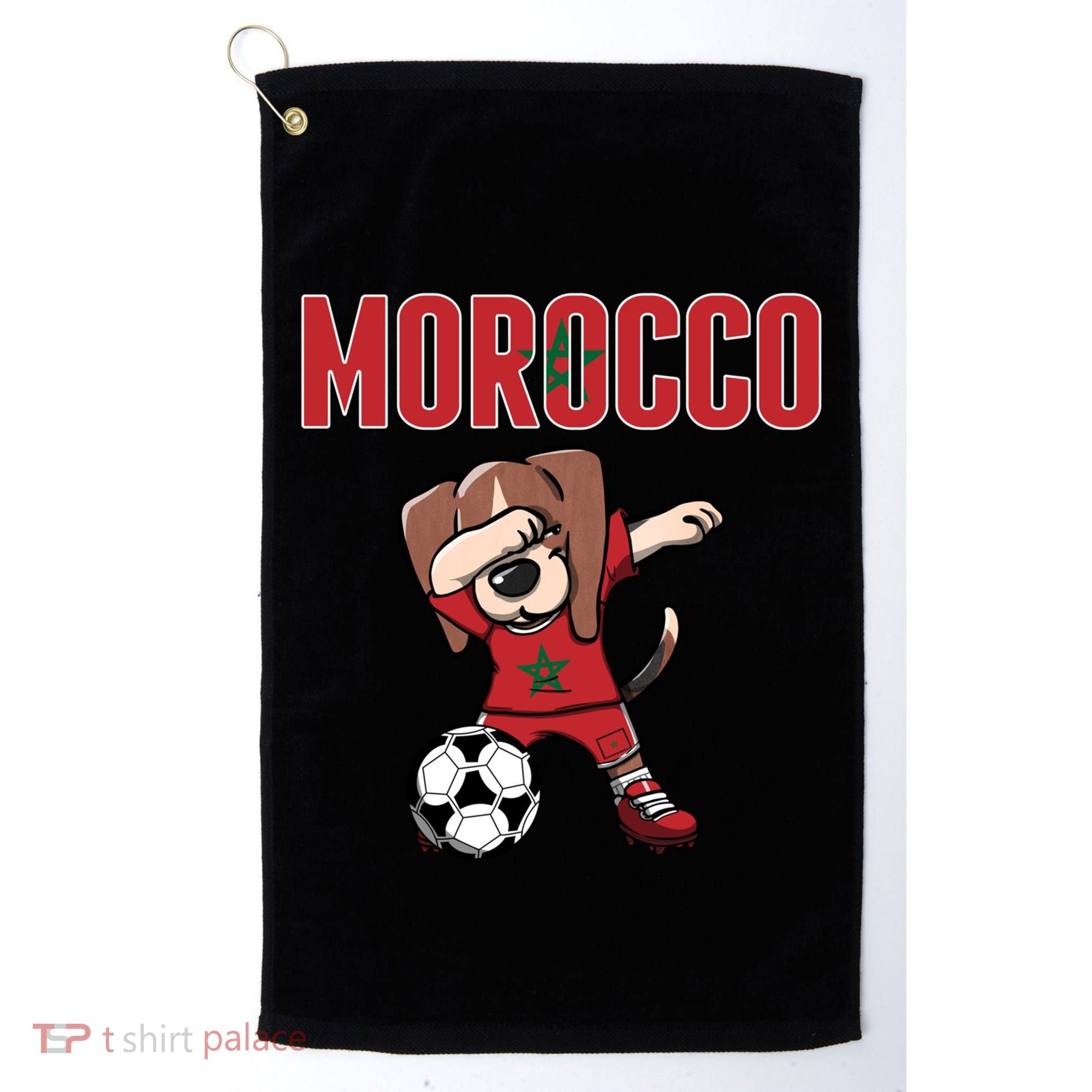 Dabbing Beagle Dog Morocco Soccer Fans Jersey Moroccan Flag Great Gift Golf Towel