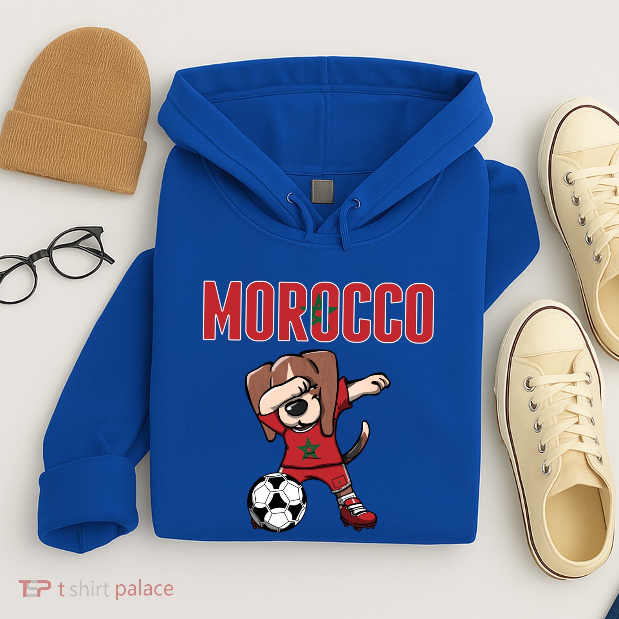 Dabbing Beagle Dog Morocco Soccer Fans Jersey Moroccan Flag Great Gift Hoodie