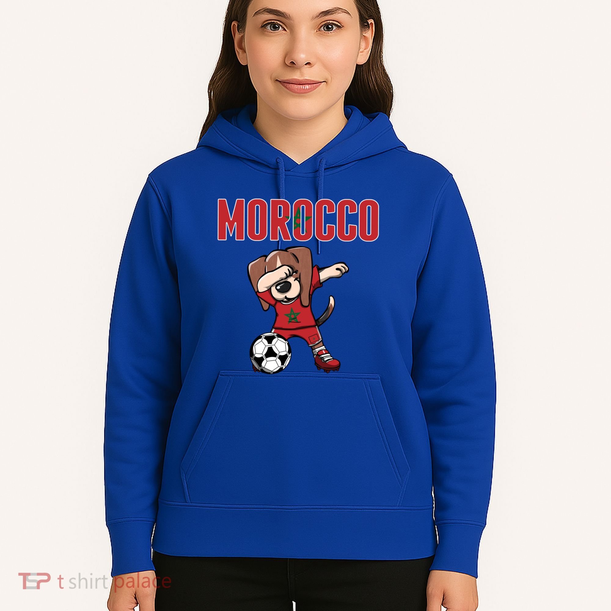 Dabbing Beagle Dog Morocco Soccer Fans Jersey Moroccan Flag Great Gift Hoodie