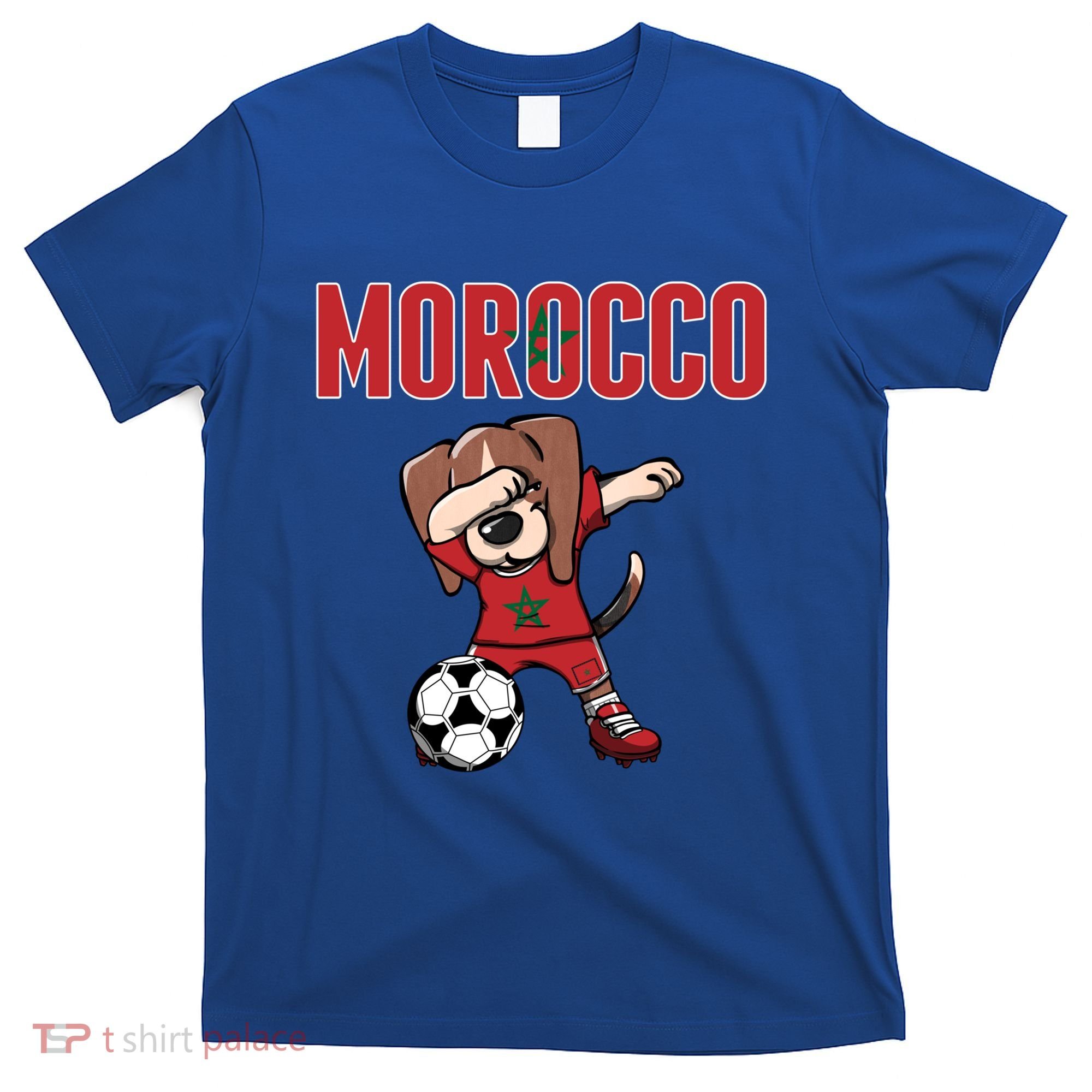 Dabbing Beagle Dog Morocco Soccer Fans Jersey Moroccan Flag Great Gift T-Shirt