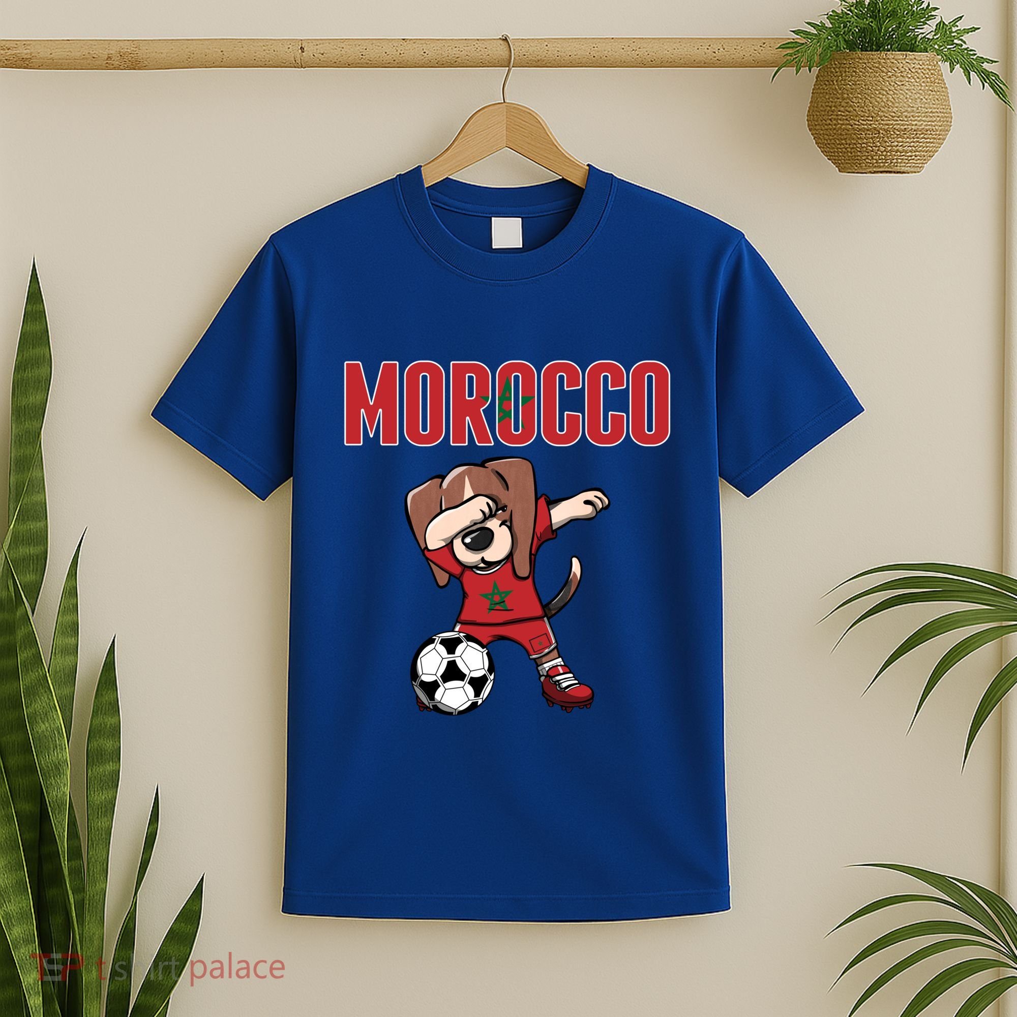 Dabbing Beagle Dog Morocco Soccer Fans Jersey Moroccan Flag Great Gift T-Shirt