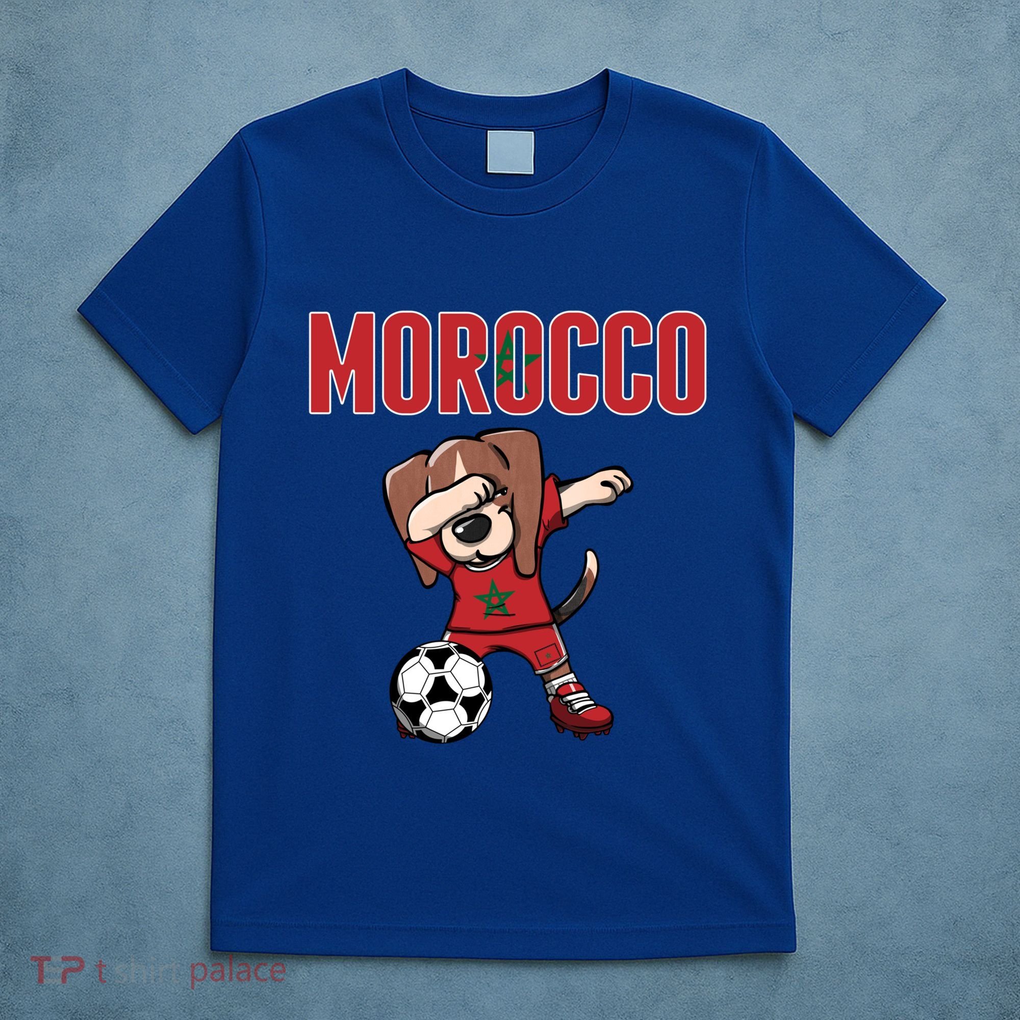 Dabbing Beagle Dog Morocco Soccer Fans Jersey Moroccan Flag Great Gift T-Shirt
