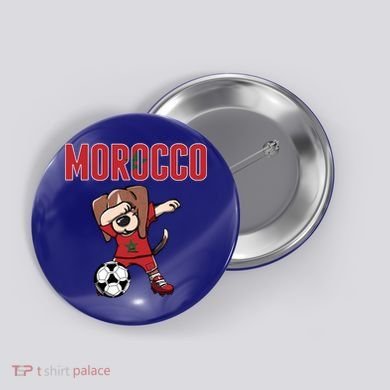 Dabbing Beagle Dog Morocco Soccer Fans Jersey Moroccan Flag Great Gift Button
