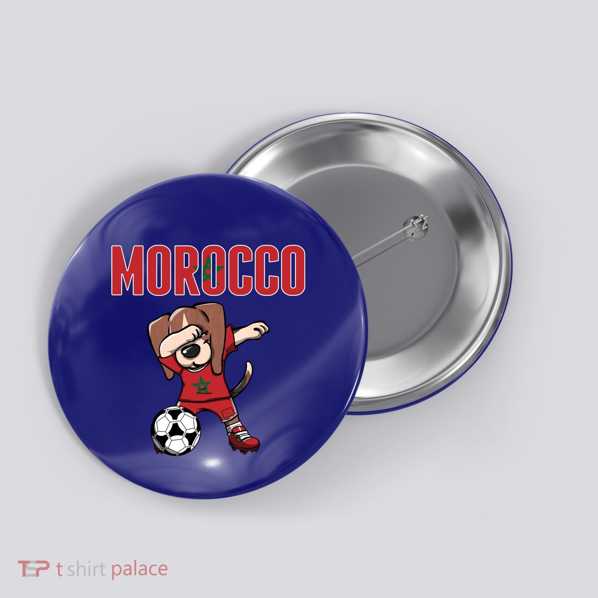 Dabbing Beagle Dog Morocco Soccer Fans Jersey Moroccan Flag Great Gift Button