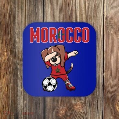 Dabbing Beagle Dog Morocco Soccer Fans Jersey Moroccan Flag Great Gift Coaster