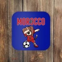 Dabbing Beagle Dog Morocco Soccer Fans Jersey Moroccan Flag Great Gift Coaster thumb 0