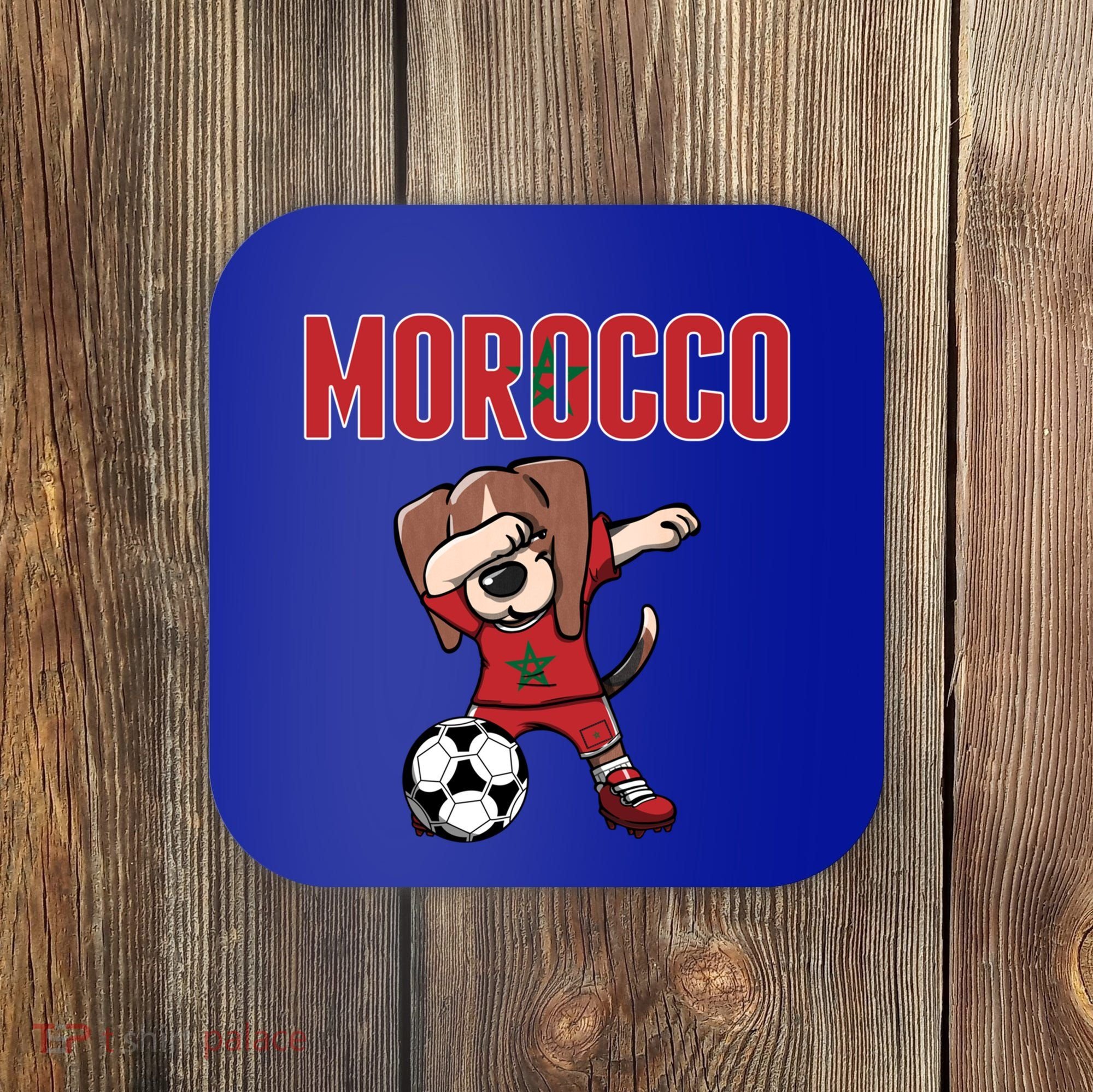 Dabbing Beagle Dog Morocco Soccer Fans Jersey Moroccan Flag Great Gift Coaster