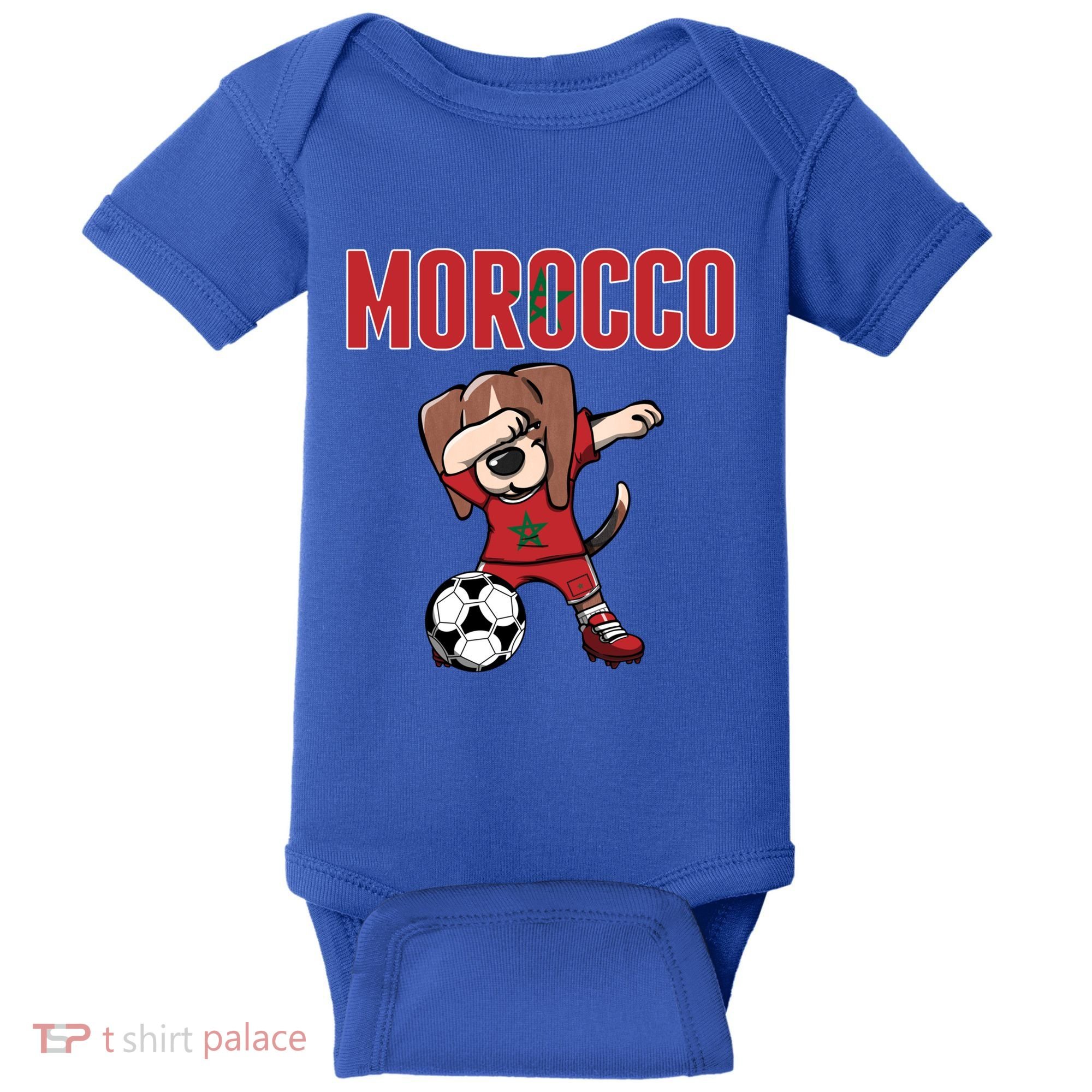 Dabbing Beagle Dog Morocco Soccer Fans Jersey Moroccan Flag Great Gift Baby Bodysuit