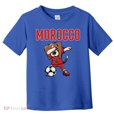 Dabbing Beagle Dog Morocco Soccer Fans Jersey Moroccan Flag Great Gift Toddler T-Shirt